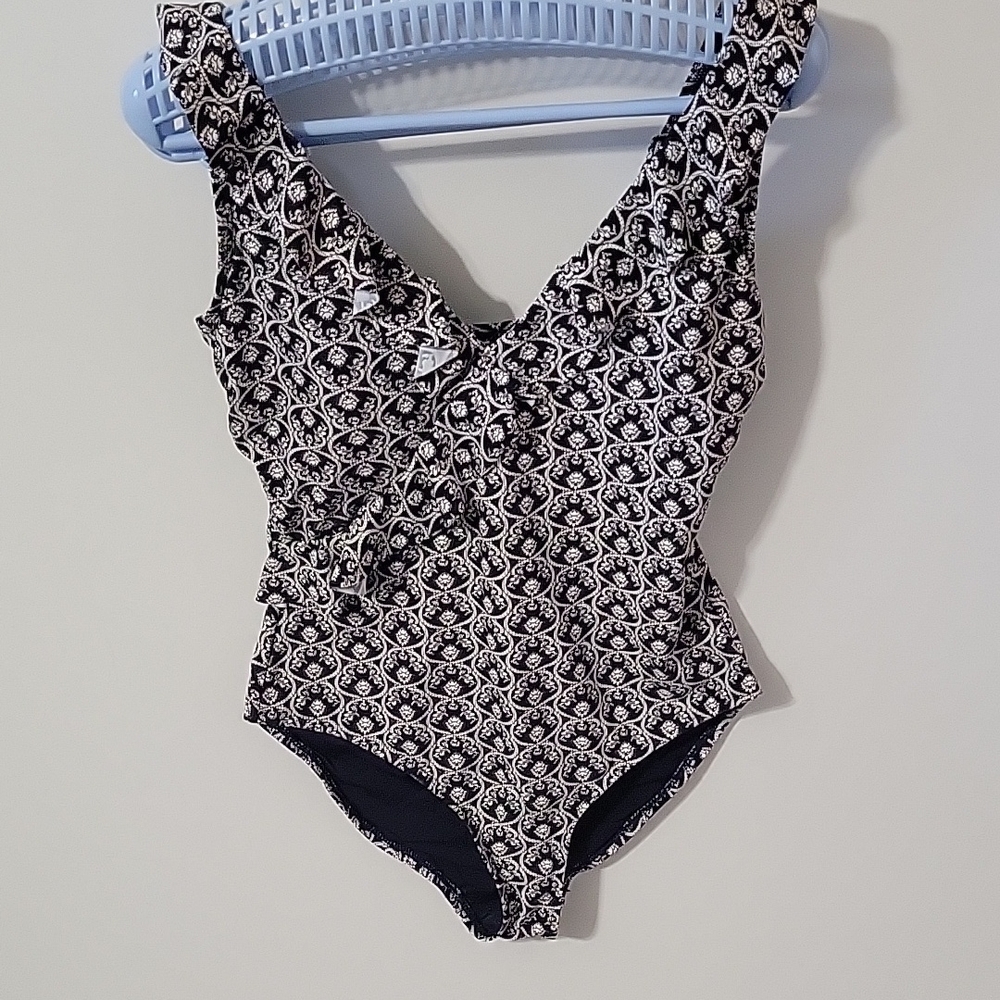 NIPTUCK Chic Brown and Navy Patterned Swimsuit, Size S